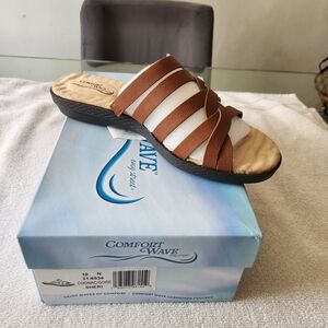Easy Spirit Brown Leather Slide Sandals
